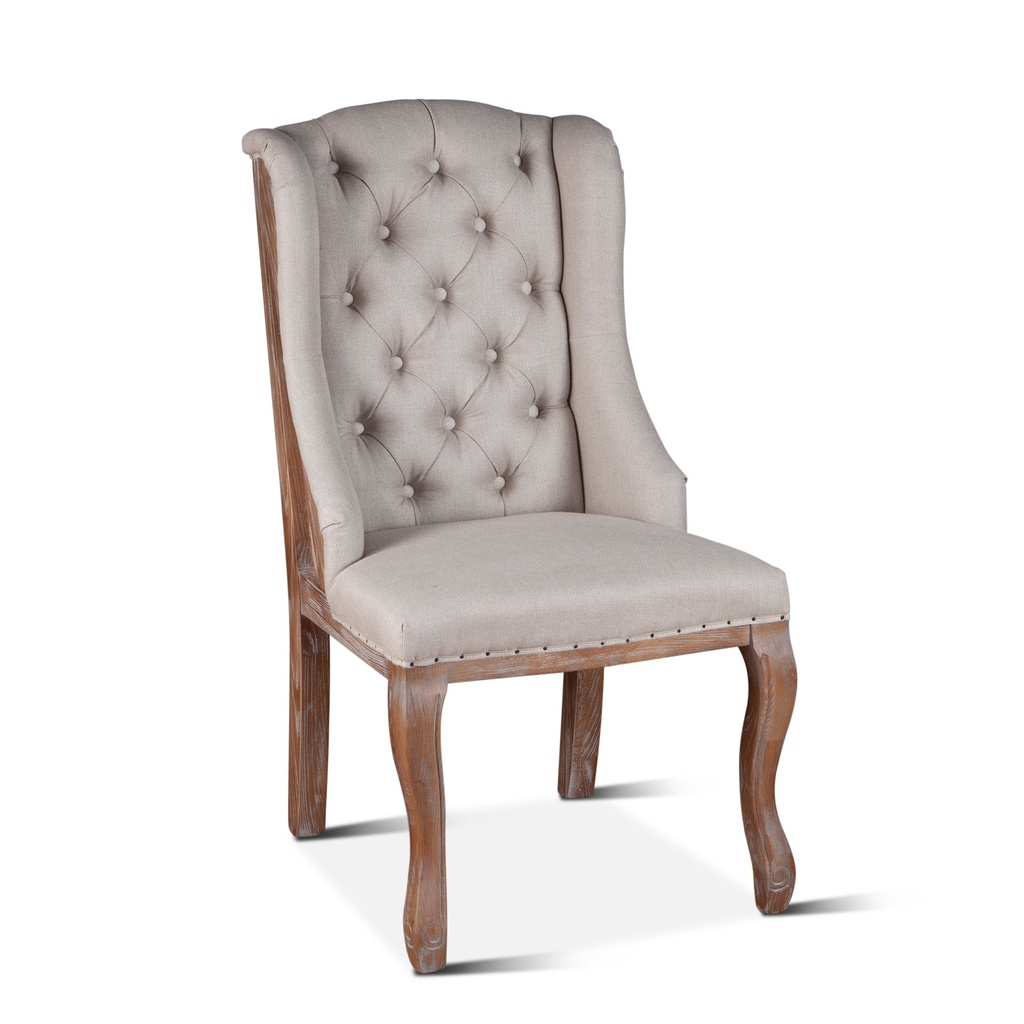 [G201-571-830-810-90] Satine 25" Dining Chair in Off White Linen with Napoleon Legs