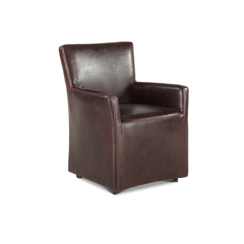 [G201-646-530-47] Peabody 25" Wheeled Armchair in Brown Leather
