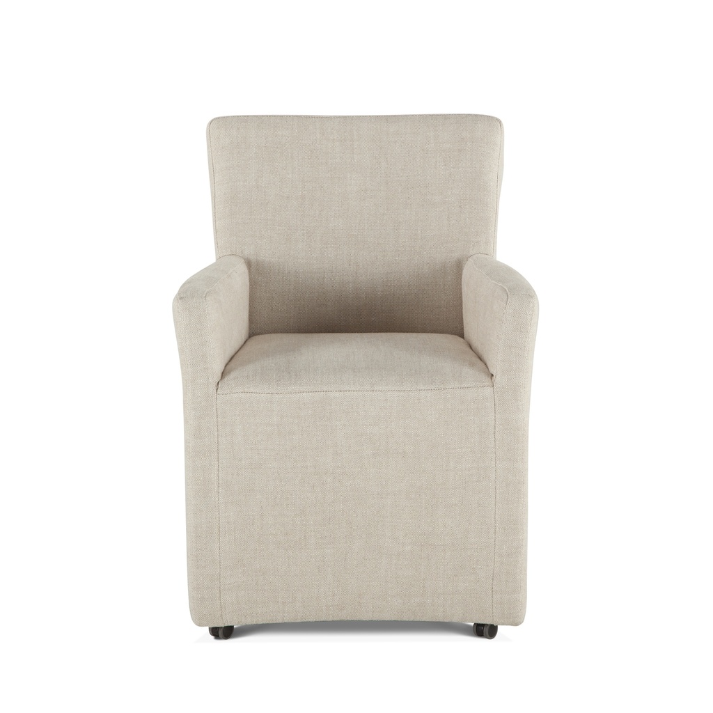 Peabody 25" Wheeled Armchair in Beige Linen