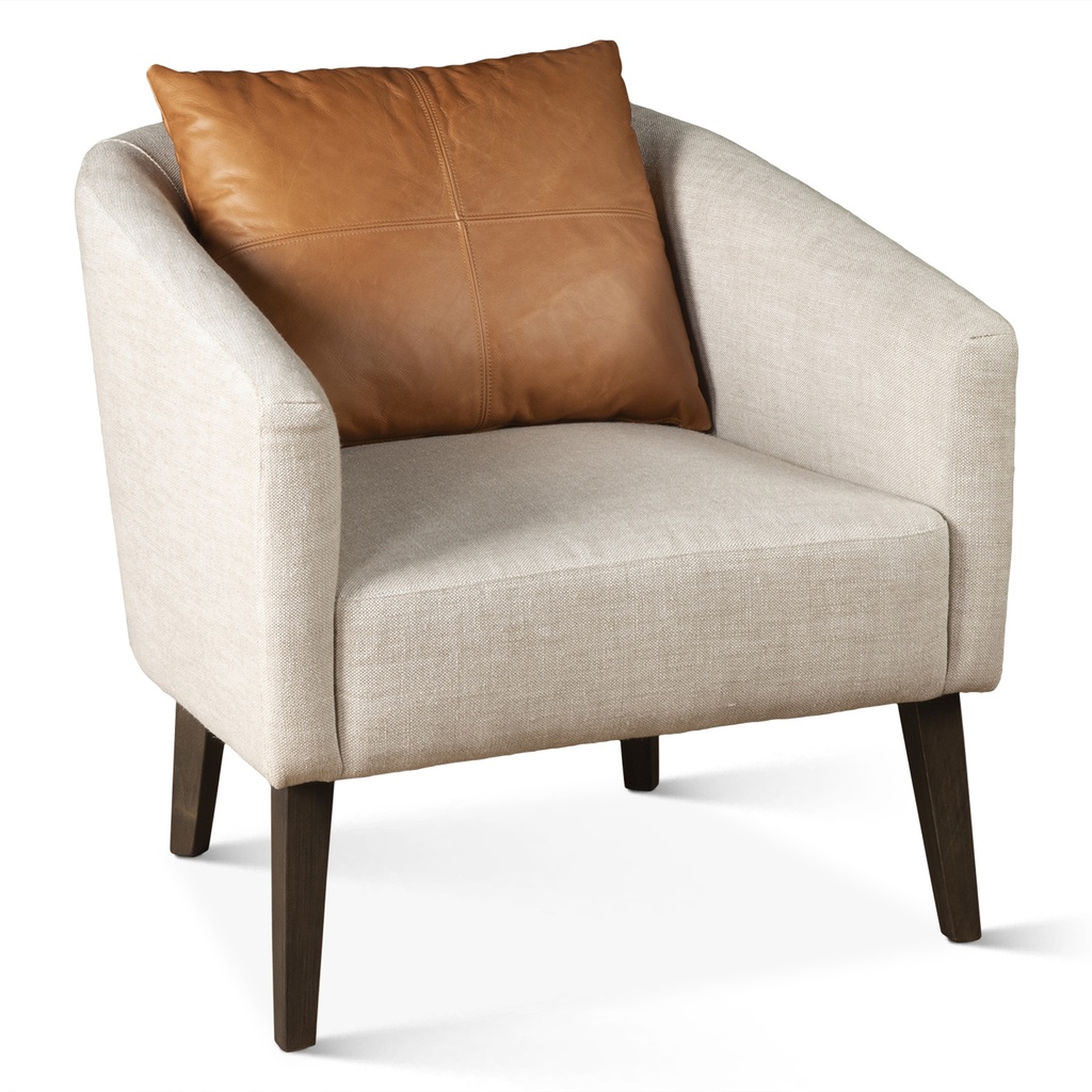 [G201-JESAC-J08-D] Jessie 22" Accent Chair in Beige Linen with Tan Leather Accent Pillow