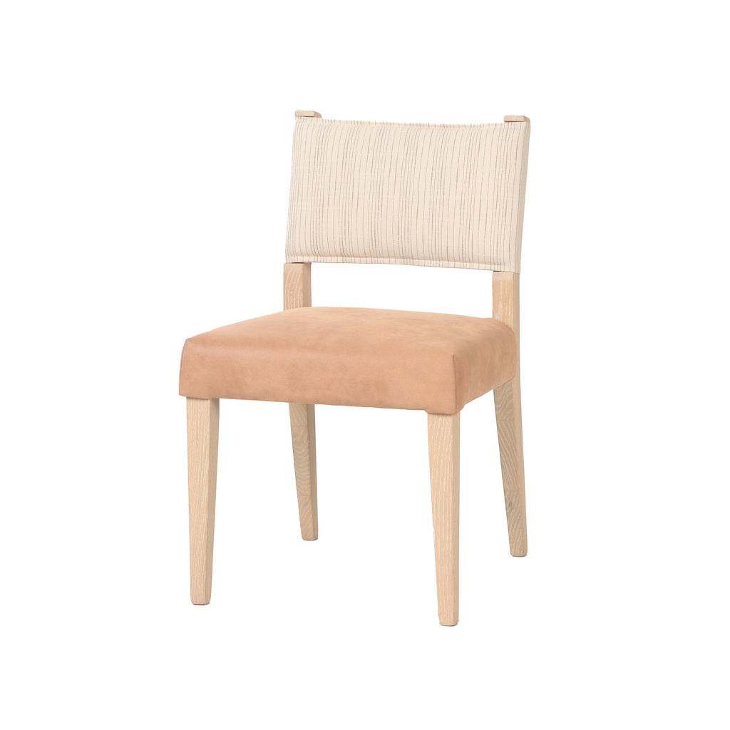 [G201-MAY-695-391-72] Maya 21" Dining Chair in Durango Linen and Antique Leather with Napoleon Legs