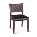 Maya 21" Dining Chair in Black Striped Linen and Black Leather