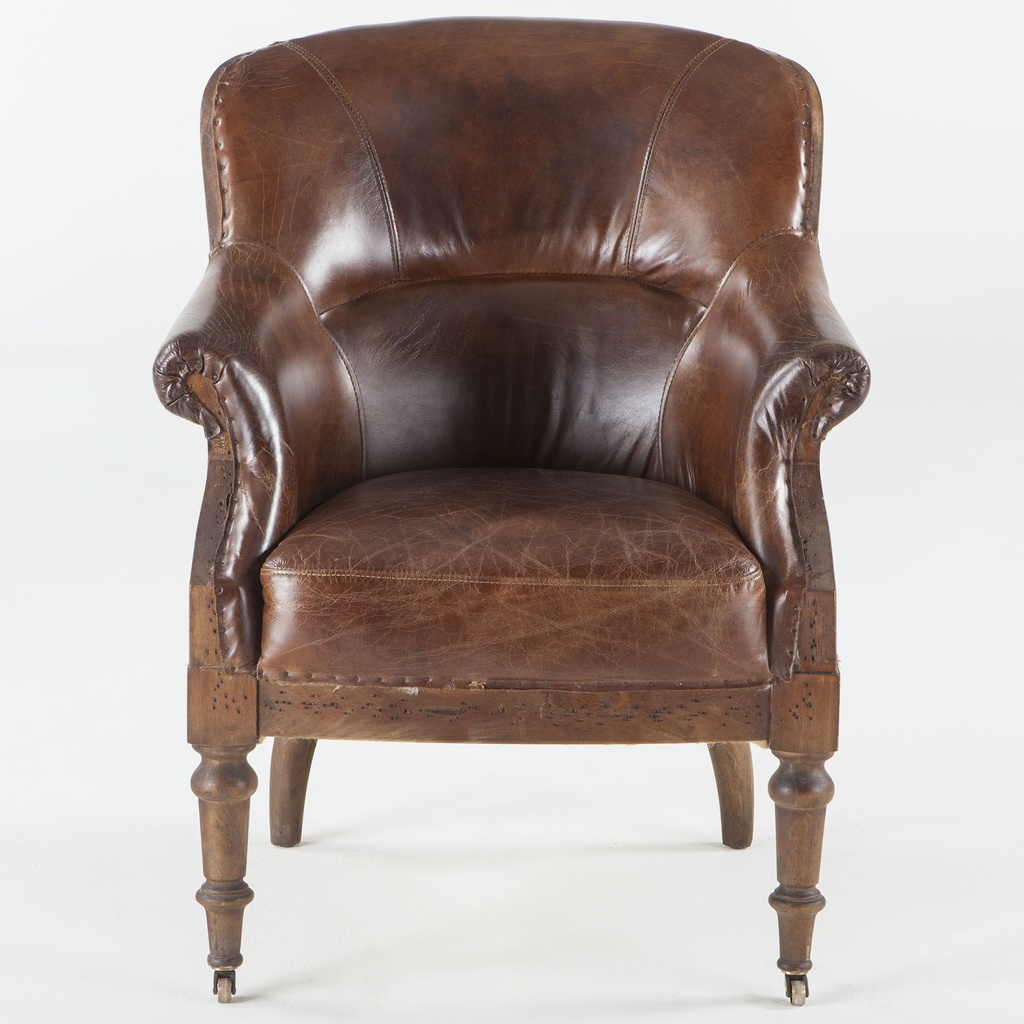 [G205-1113-11] Shakespeare 28" Deconstructed Accent Chair in Vintage Cigar Leather