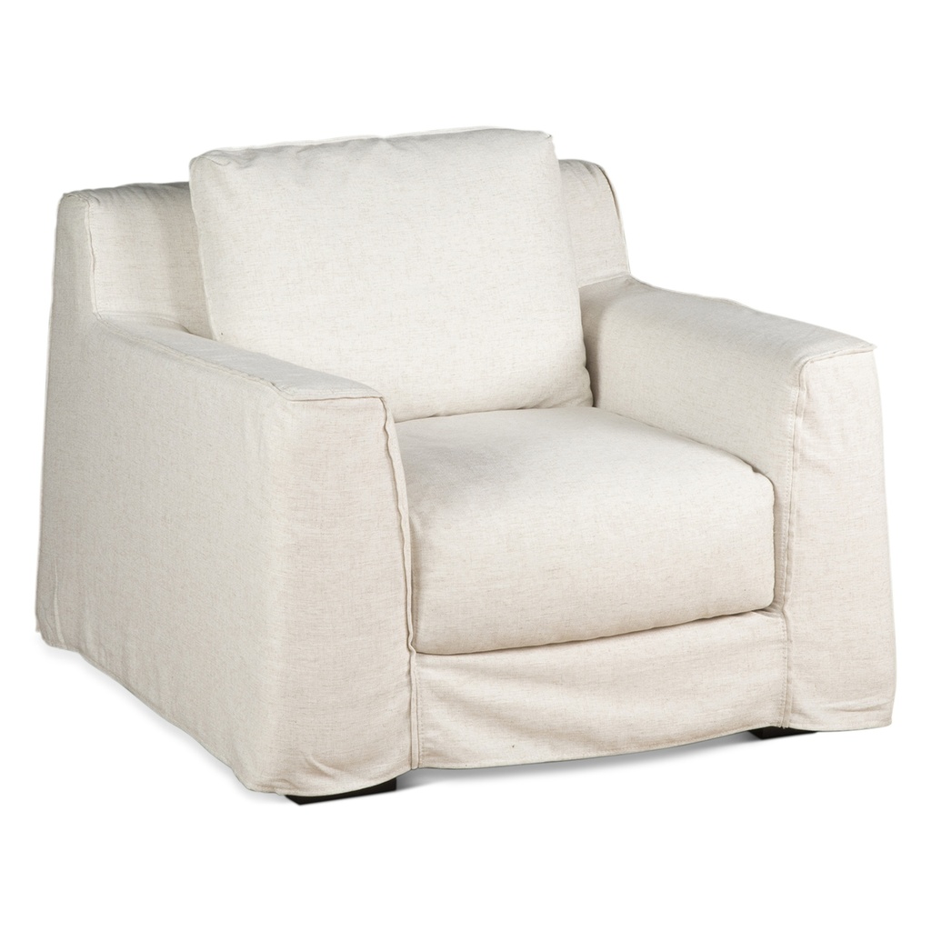 [G206-PAL-AC-QY3] Palladium Swivel Accent Chair in White Linen Slipcover