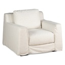 Palladium Swivel Accent Chair in White Linen Slipcover