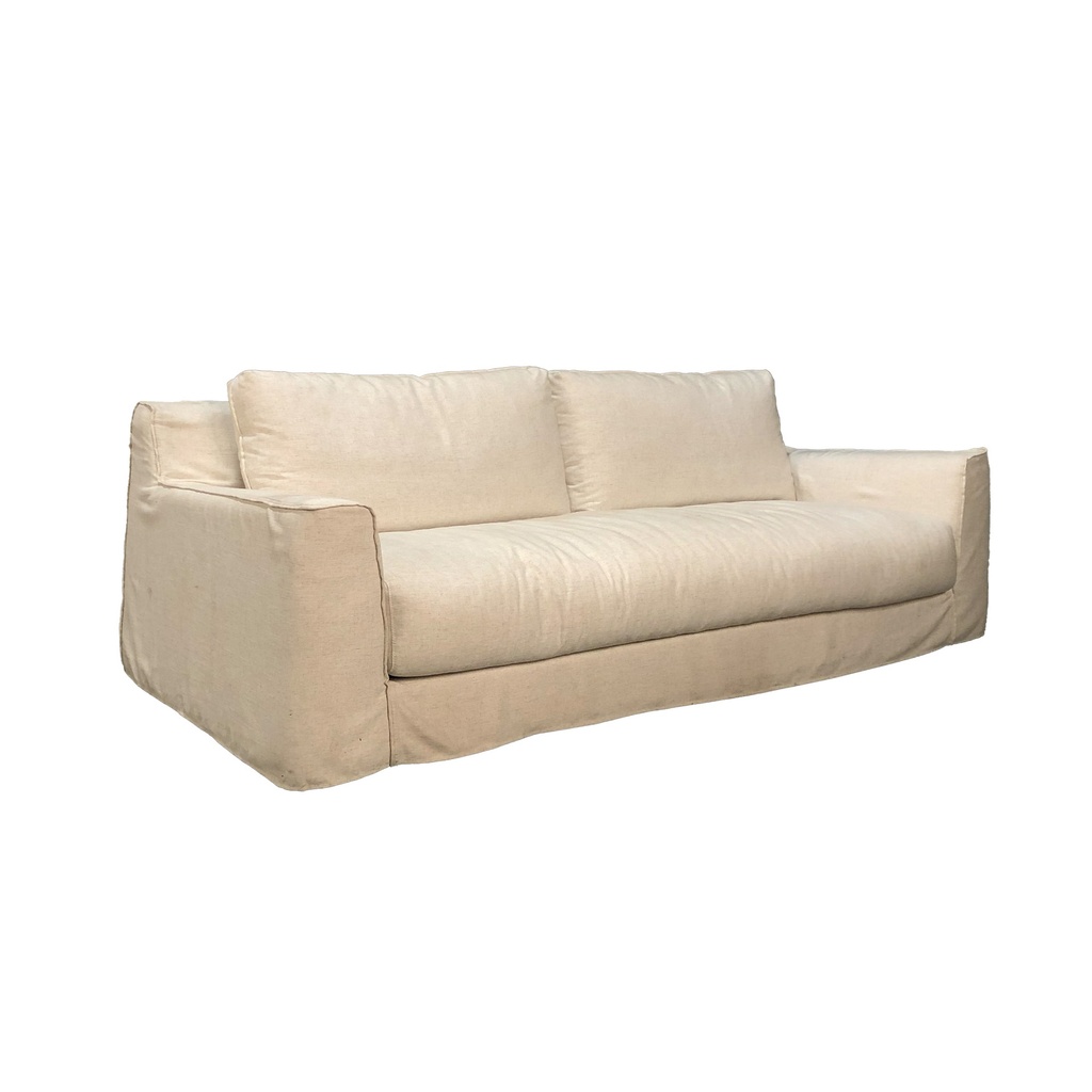 [G206-PAL-SOF-QY3] Palladium Sofa in White Linen Slipcover
