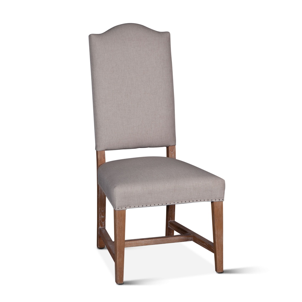 Stella 21" Camelback Dining Chair in Natural Linen with Oak Legs