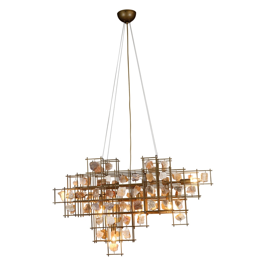 [G241-CHR-L] Vintage Light Large Pendant with Stone