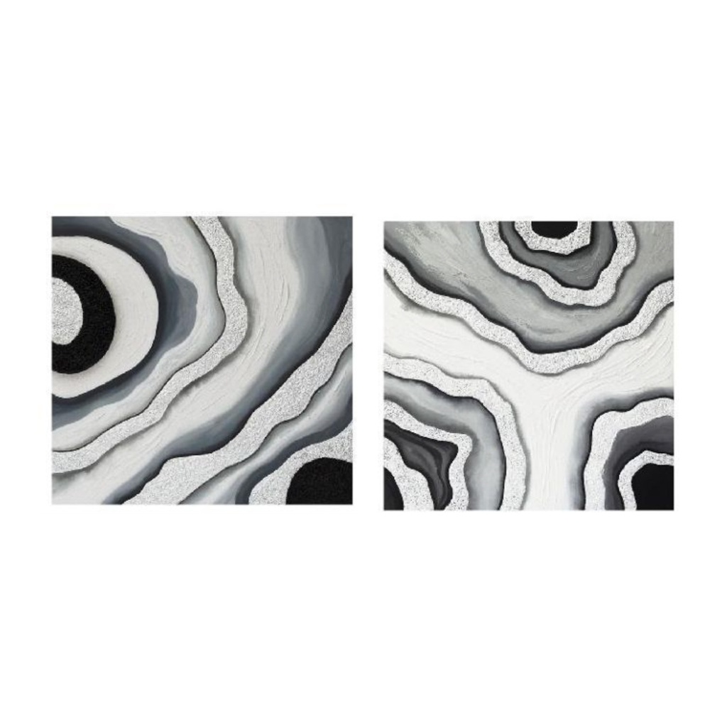 Agate Allure Hand Painted Framed Diptych
