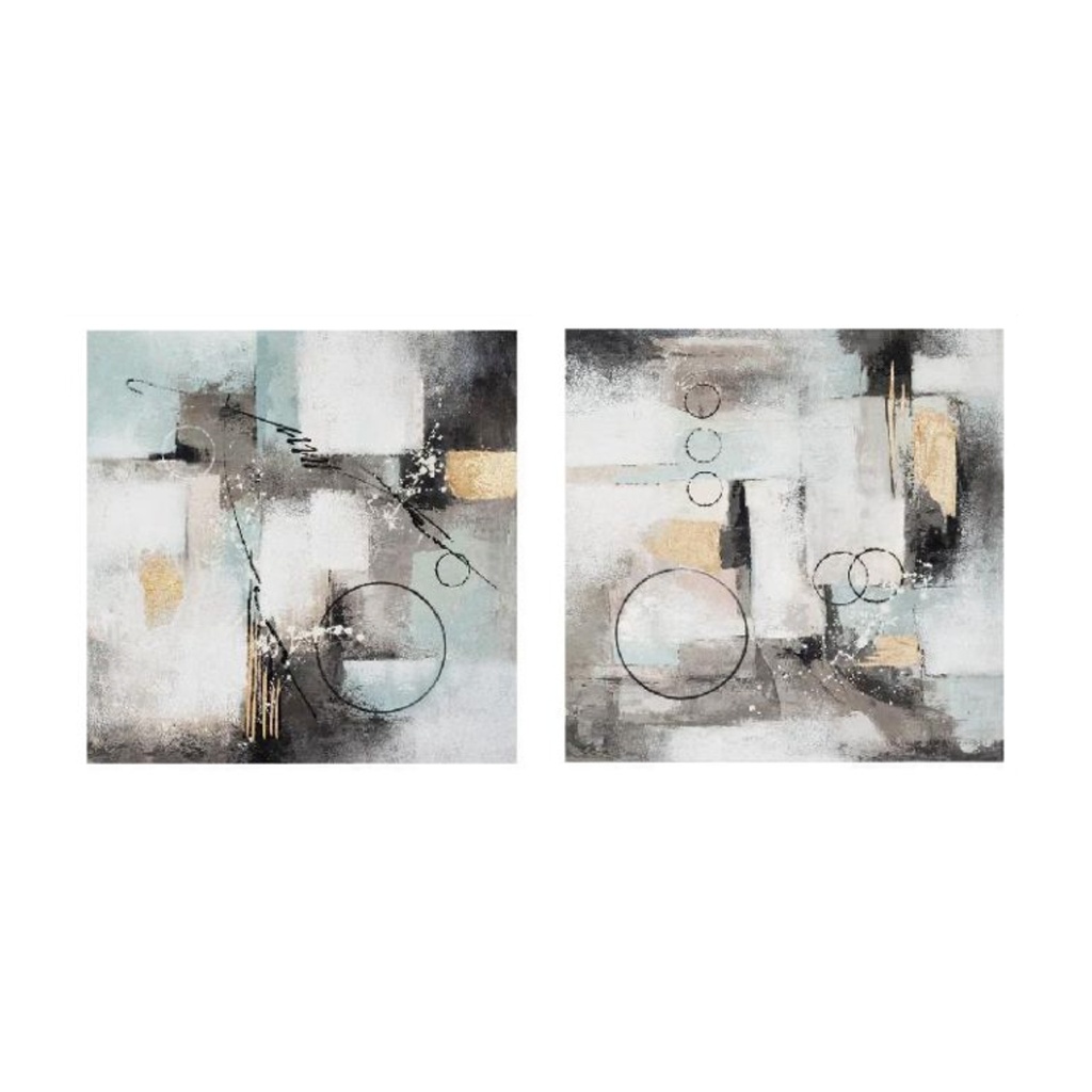 Circular Symphony Hand Painted Framed Diptych