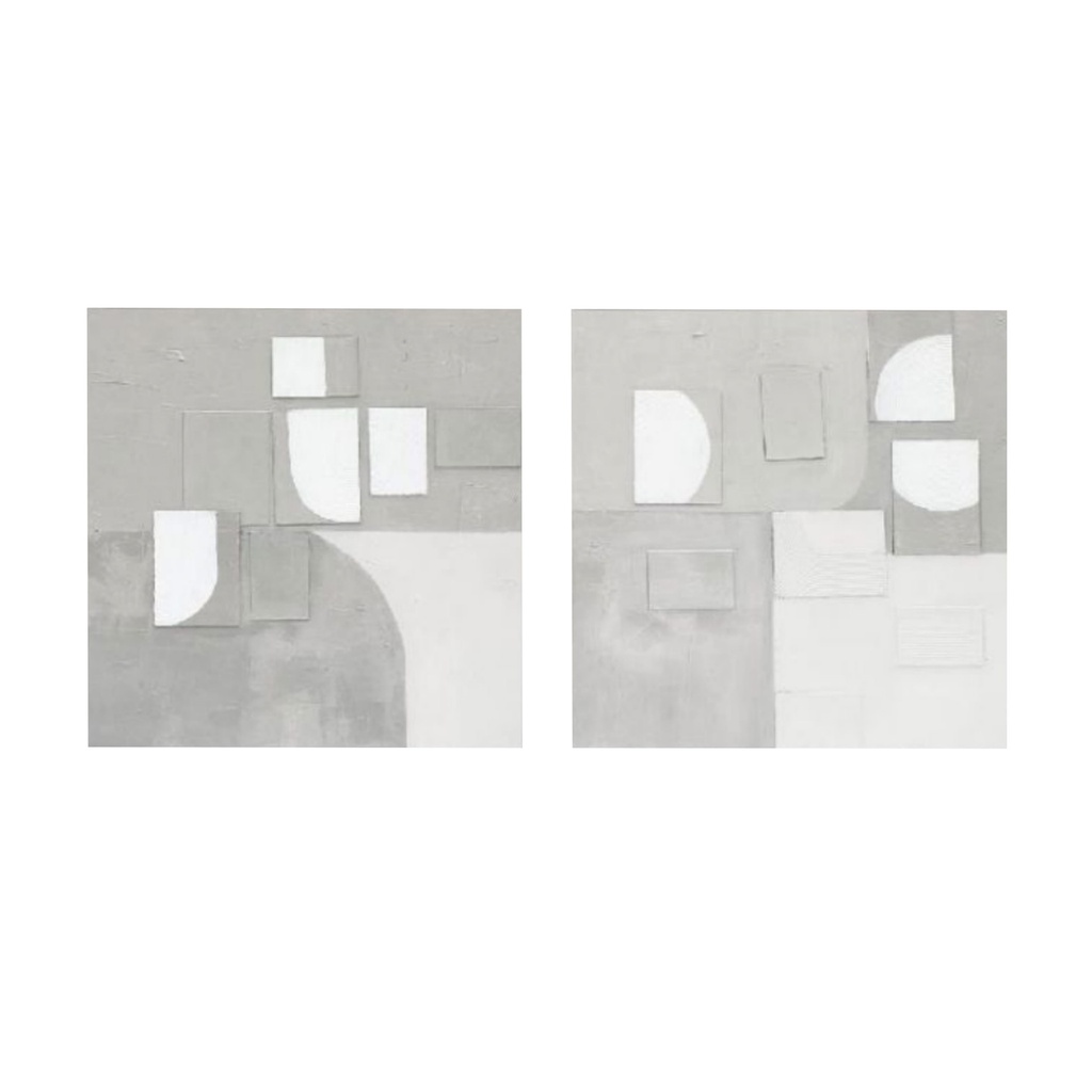 Cutout Collage Hand Painted Framed Diptych