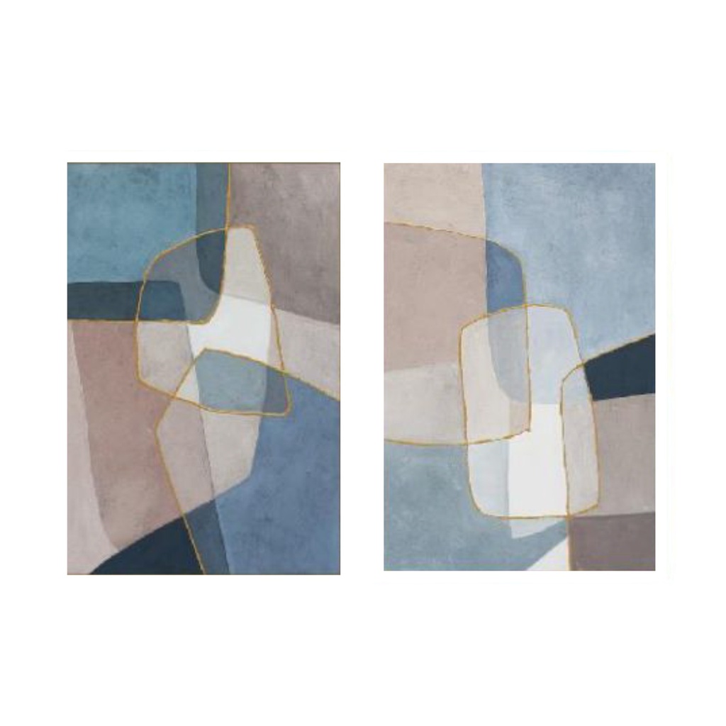 Glass Mosaic Hand Painted Framed Diptych