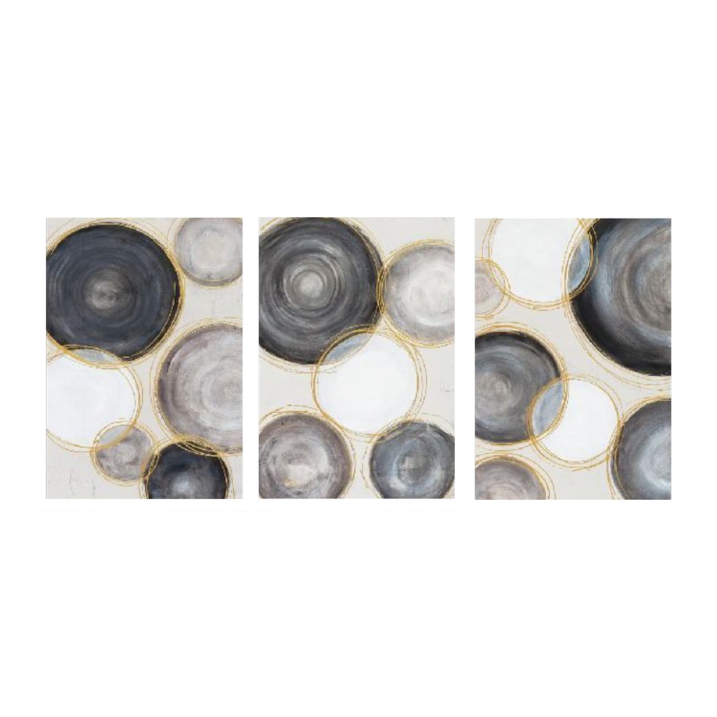 [G242-GLOBE43-FRM-3] Gilded Globes Hand Painted Framed Triptych