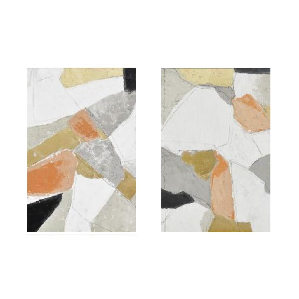 Pastel Patchwork 1 Hand Painted Framed Diptych