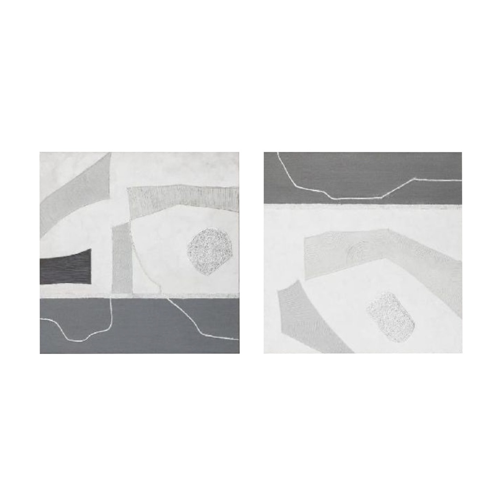 [G242-SLATE78-FRM-2] Modern Slate Hand Painted Framed Diptych