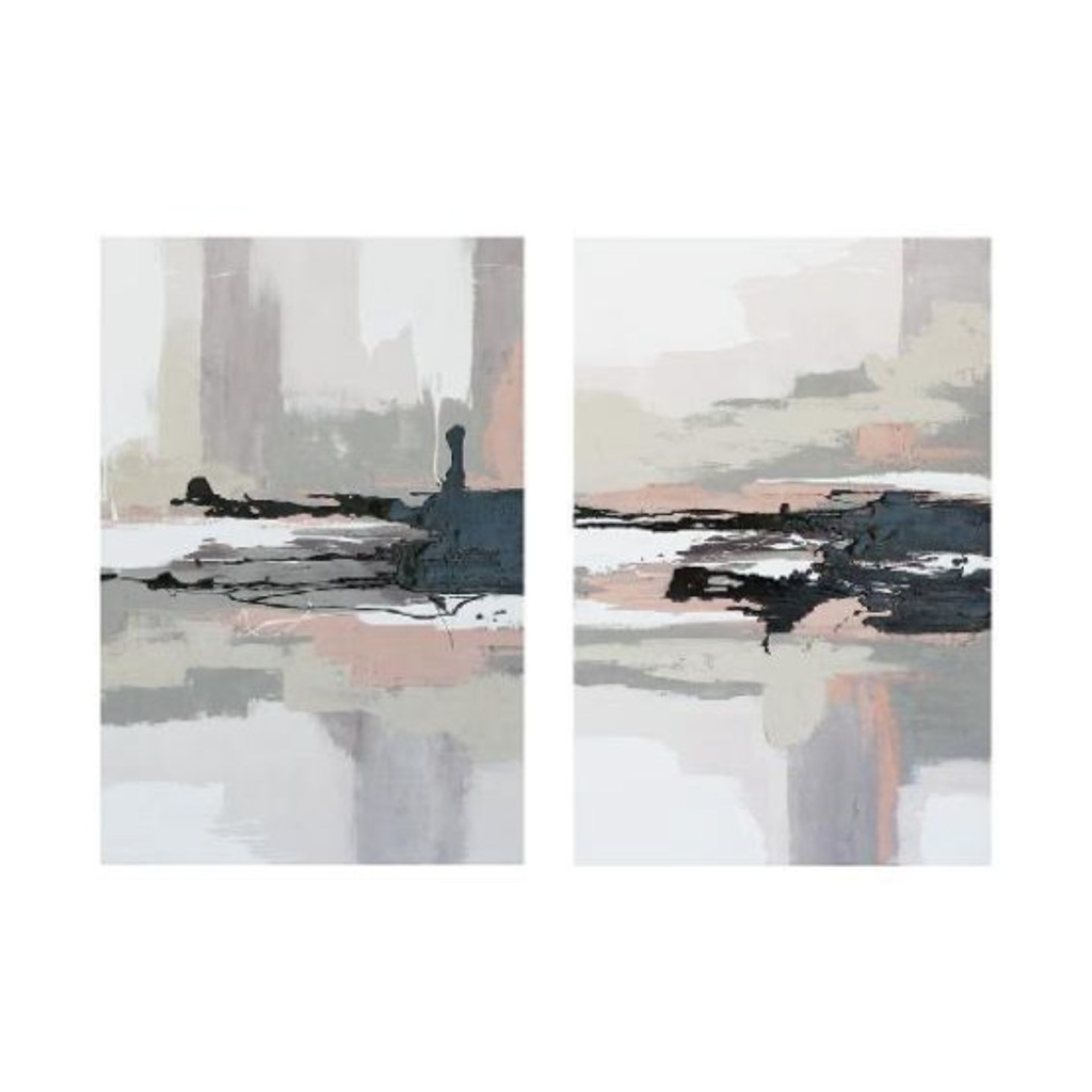 Vistas Unknown Hand Painted Framed Diptych