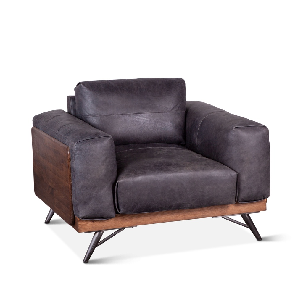 [GPF-CACH-AE] Portofino Mid Century 37" Accent Chair in Antique Ebony Leather