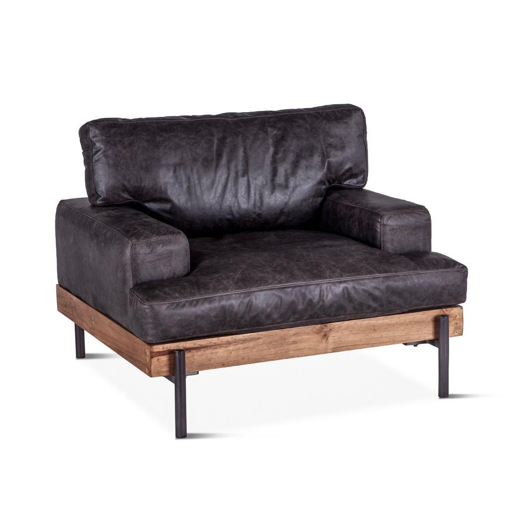 [GPF-IACH-MOR] Portofino Industrial 41" Accent Chair in Morocco Black Leather
