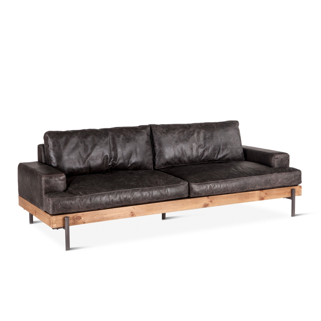 [GPF-ISOF-MOR] Portofino Industrial 94" Sofa in Morocco Black Leather
