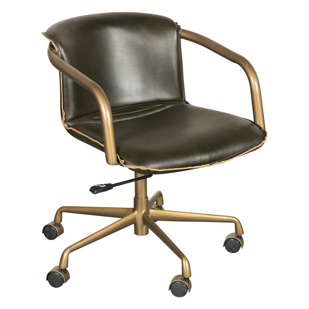 [GPF-OCH22EG-AG] Portofino Swivel Office Chair in Emerald Green Leather and Antique Gold