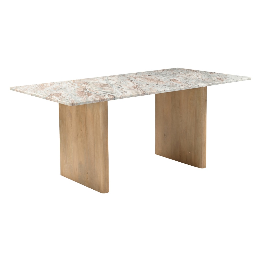 [FABR-DT76LM-BRM] Abra 76" Dining Table in Toronto Marble Top and Light Mango Base