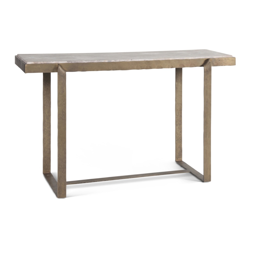 [FAO-CN52MABR] Argos 52" Console Table with Capri Beige Marble Top and Antique Brass Base