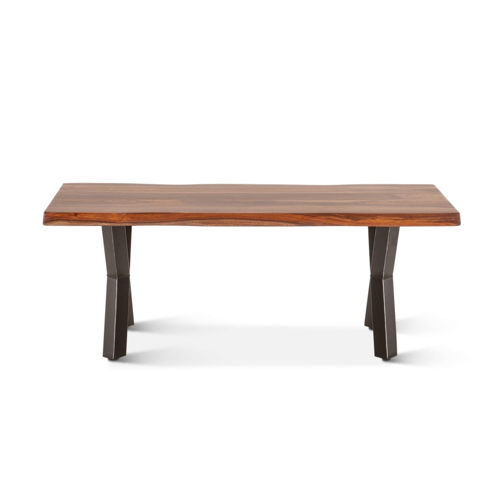 Brisbane 46" Coffee Table in Natural Sheesham Wood and Iron