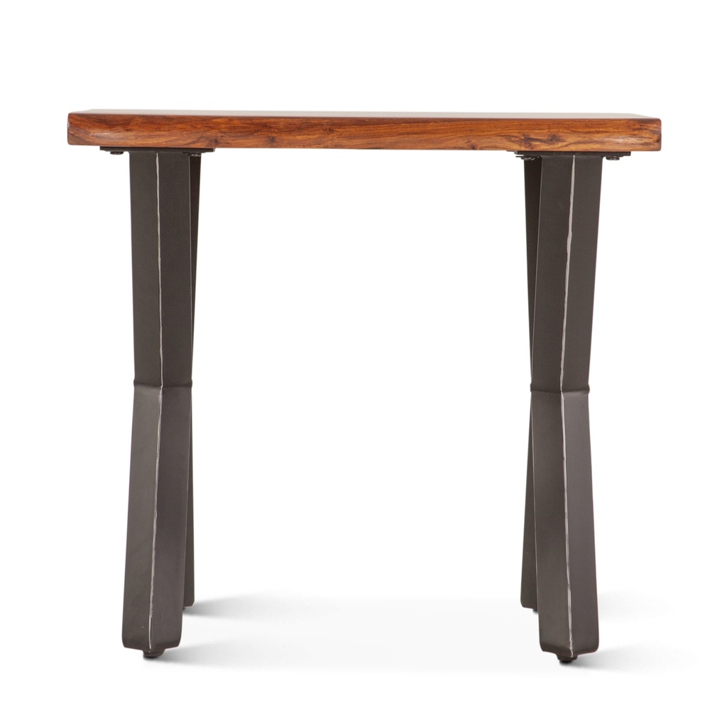 Brisbane 26" Side Table in Natural Sheesham Wood and Iron