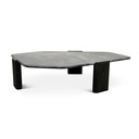 Breton 64" Hexagonal Coffee Table with Lava Marble Top with Dark Mango Base