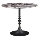 Dauphine 36" Round Bistro Table in Patagonia Marble with Black Base