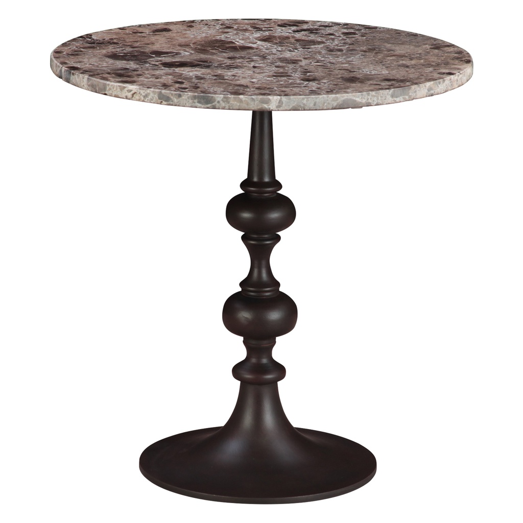 [FDAU-ST20DEM-BR] Dauphine 20" Side Table in Dark Emperador Marble with Brown Base