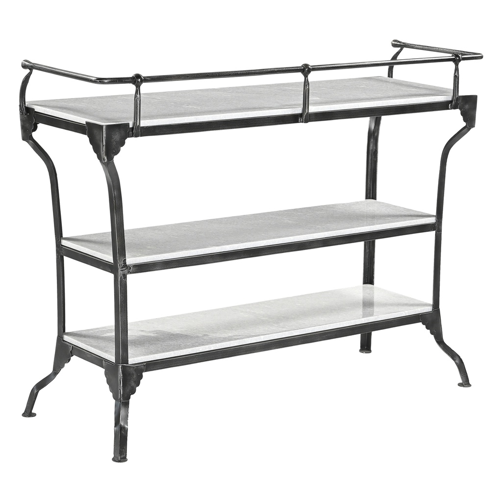 [FDNY-CN50BLK-WM] Downey 50" Console Table with White Marble and Black Metal Base