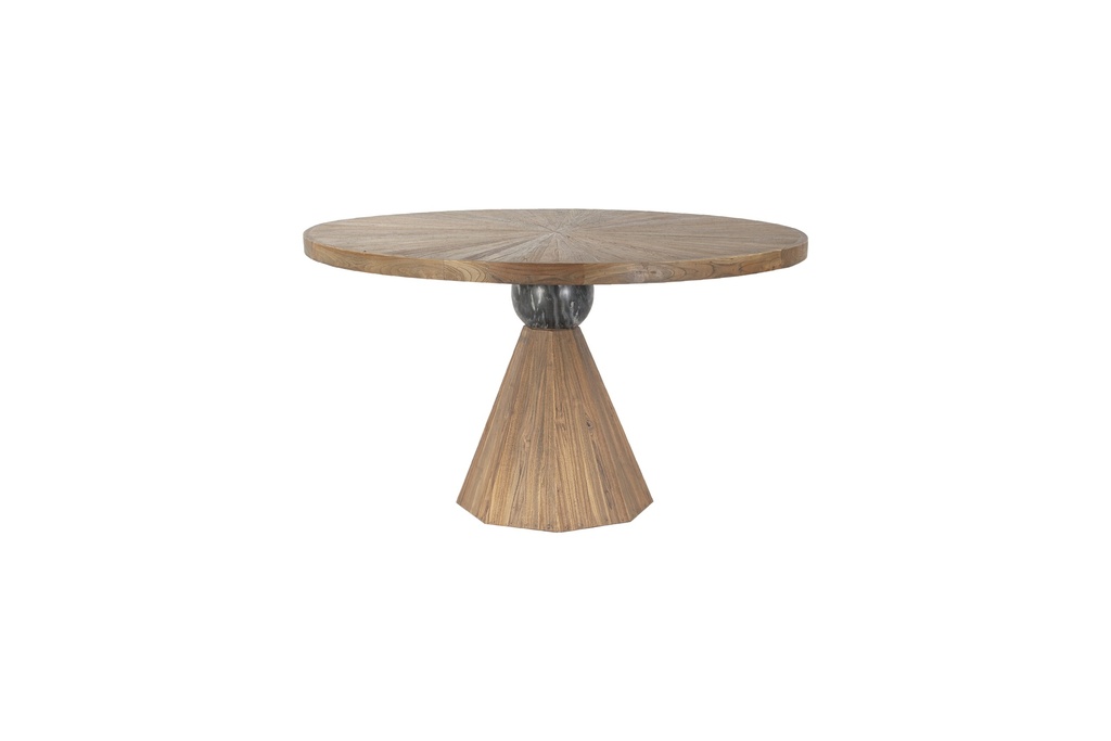 [FEI-RD54] Eiffel 54" Round Dining in Antique Teakwood and Marble Round