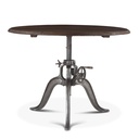 Industrial Loft 48" Adjustable Round Dining Table in Weathered Teak
