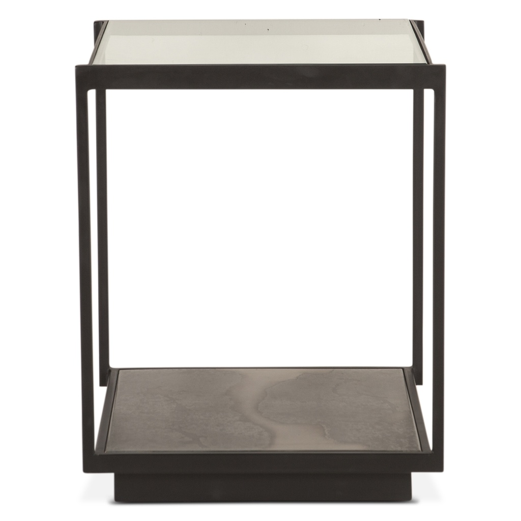 [FMB-GST18XB] Moab 18" Side Table with Glass Top in Oxidized Black
