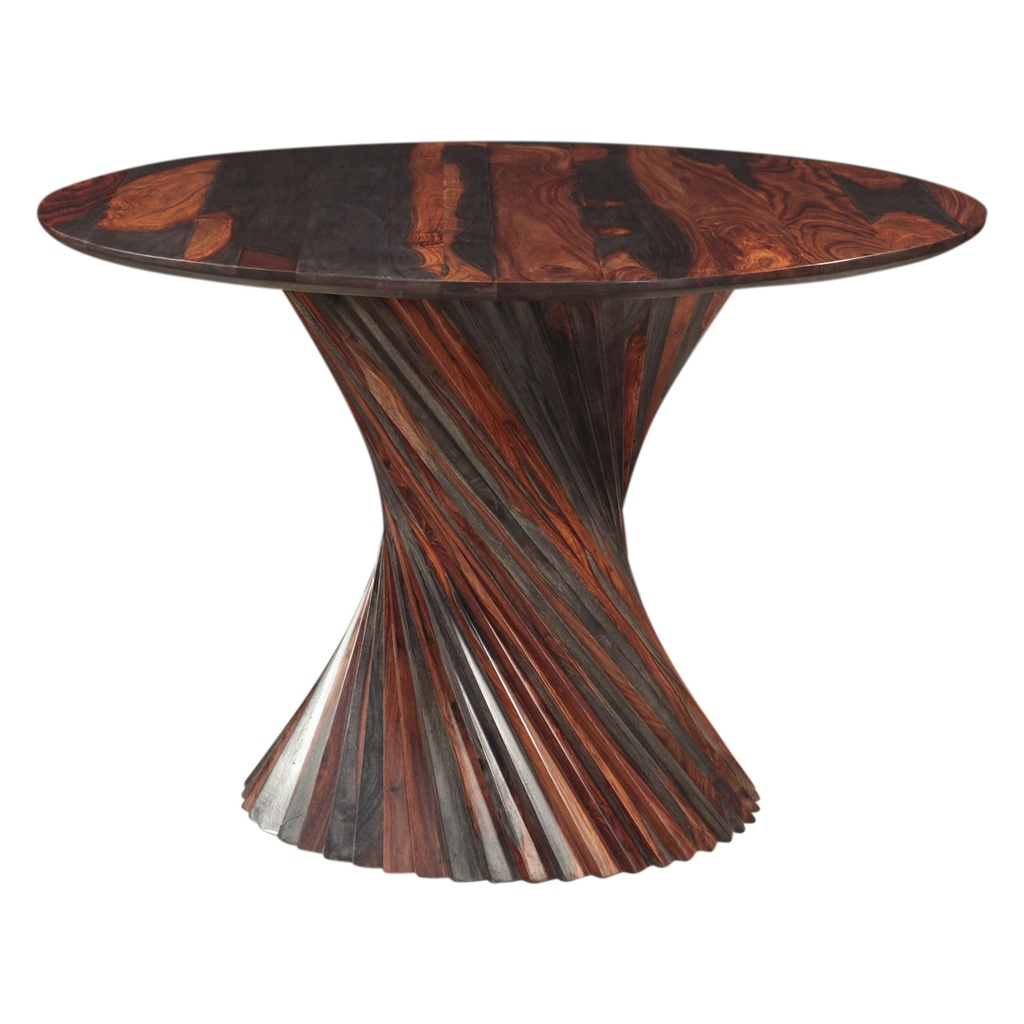 Meridian 48" Round Dining Table with Spiral Base in Capri Sheesham