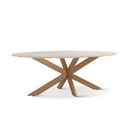 Malibu 70" Oval Dining Table in Sawar Marble with Antique Gold Base