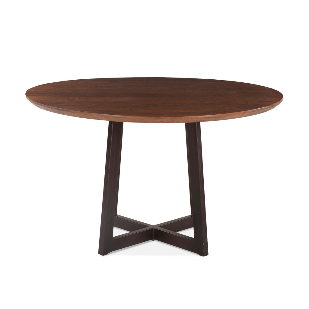 [FMZ-RD48WNAZ] Mozambique 48" Round Dining Table in Walnut and Antique Zinc