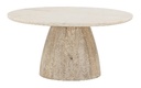 Palm Springs 36" Coffee Table with White Marble and Whitewash Modern Base