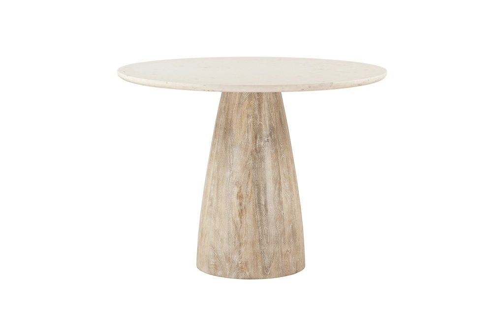 Palm Springs 48" Gathering Table with White Marble and Whitewash Modern Base