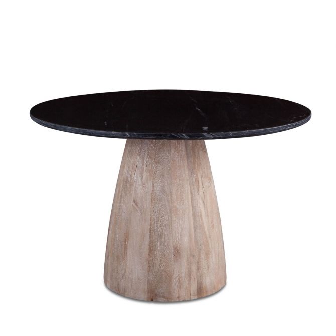 [FPA-RD48-MOD-BA] Palm Springs 48" Round Dining Table with Black Marble and Whitewash Modern Base