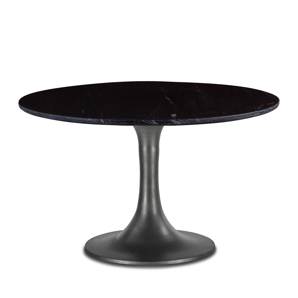 Palm Springs 48" Round Dining Table with Black Marble and Silver Base