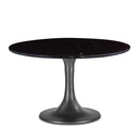 Palm Springs 48" Round Dining Table with Black Marble and Silver Base