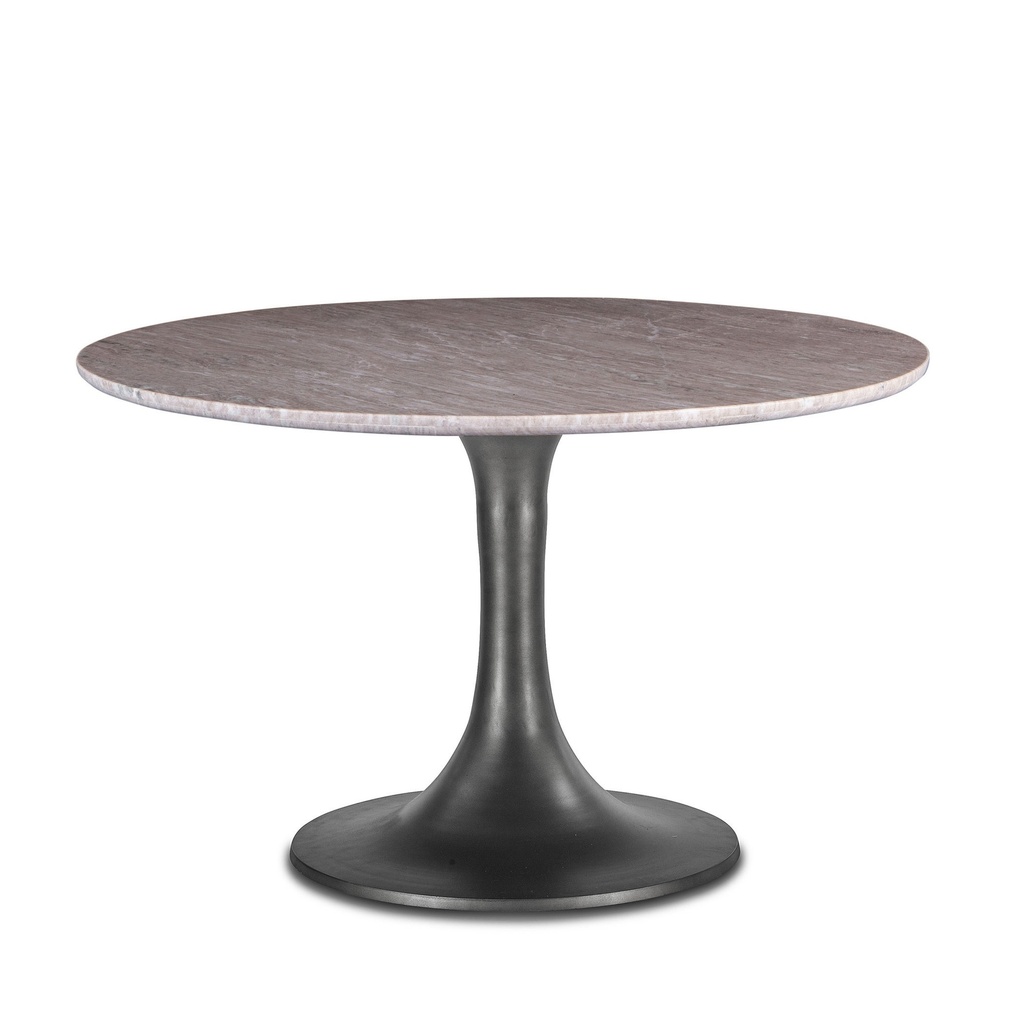 Palm Springs 48" Round Dining Table with Brown Lajaria Marble and Silver Base