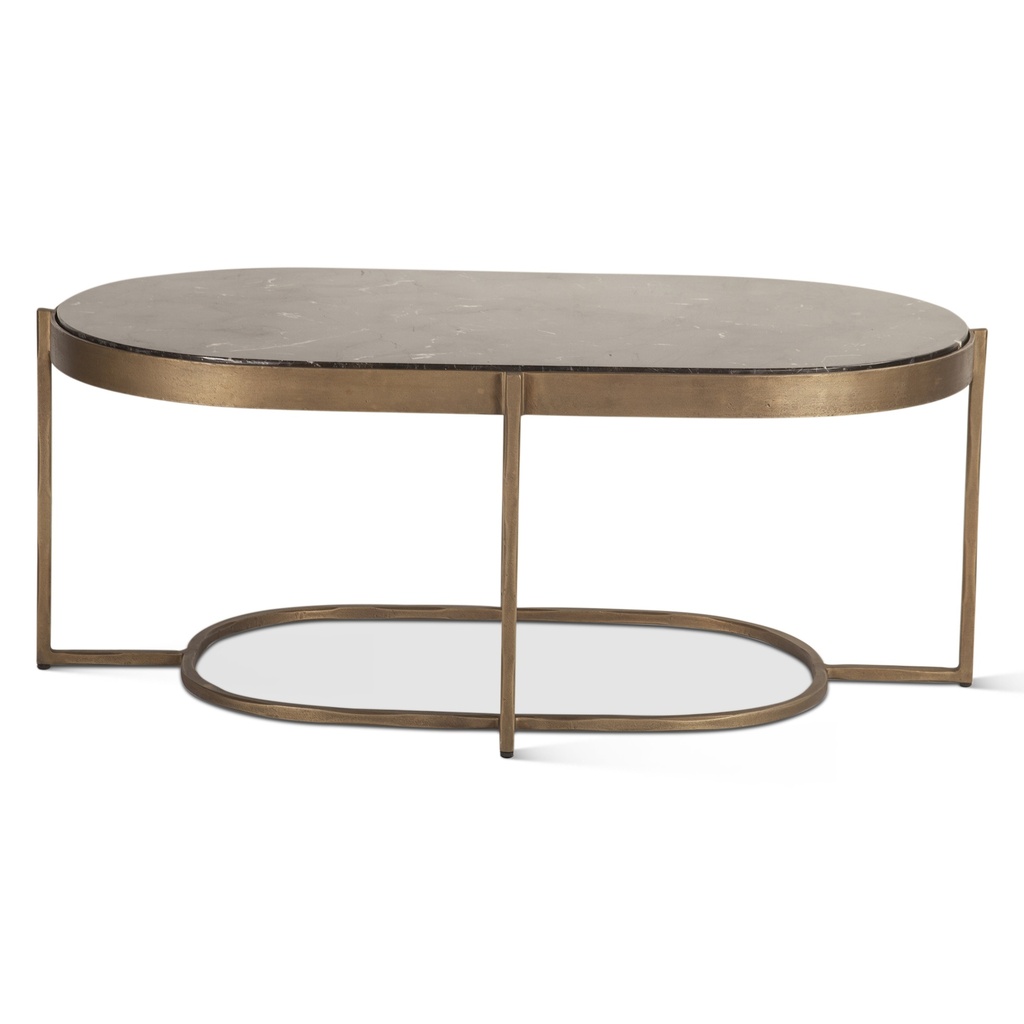 [FRN-CT43BA] Reno 43" Coffee Table with Black Marble and Antique Brass Base