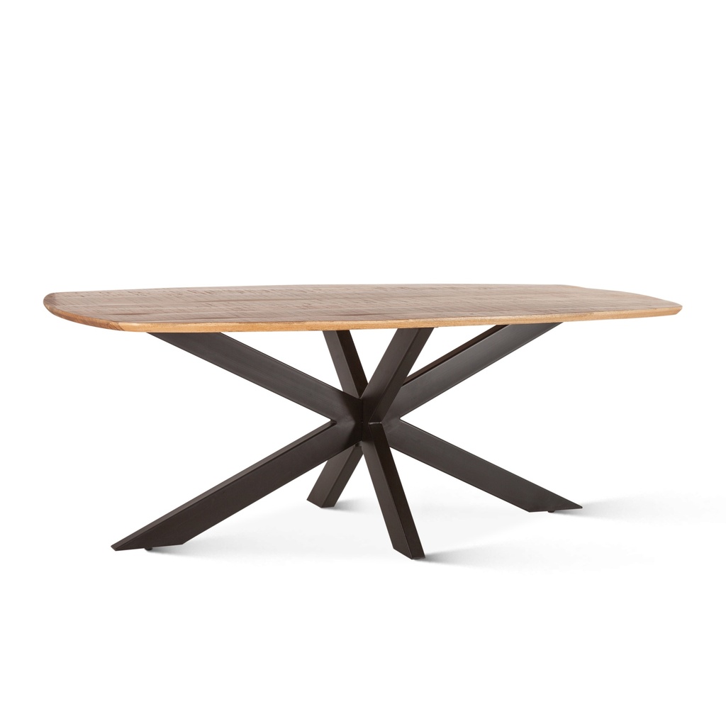[FRP-DT82NA] Rapallo 82" Dining Table in Natural Mango Wood and Iron