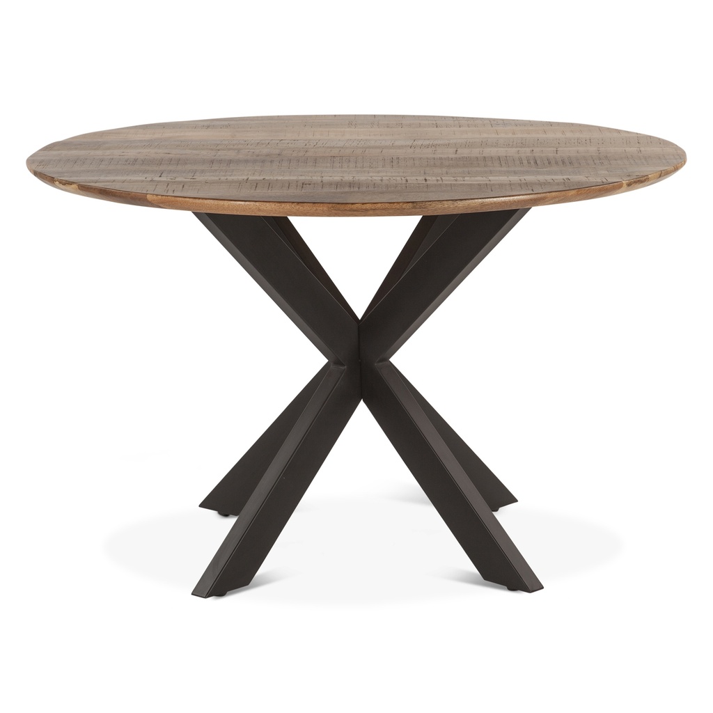 [FRP-RD48NA] Rapallo 48" Round Dining Table in Natural Mango Wood and Iron