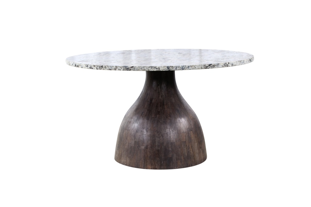 [FSOL-RD54-AW-BW] Solomon 54" Round Dining Table with Alaska White Marble and Blackwash Mango Base