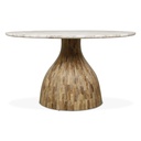Solomon 54" Round Dining Table with Capri Beige Marble and Natural Mango Base
