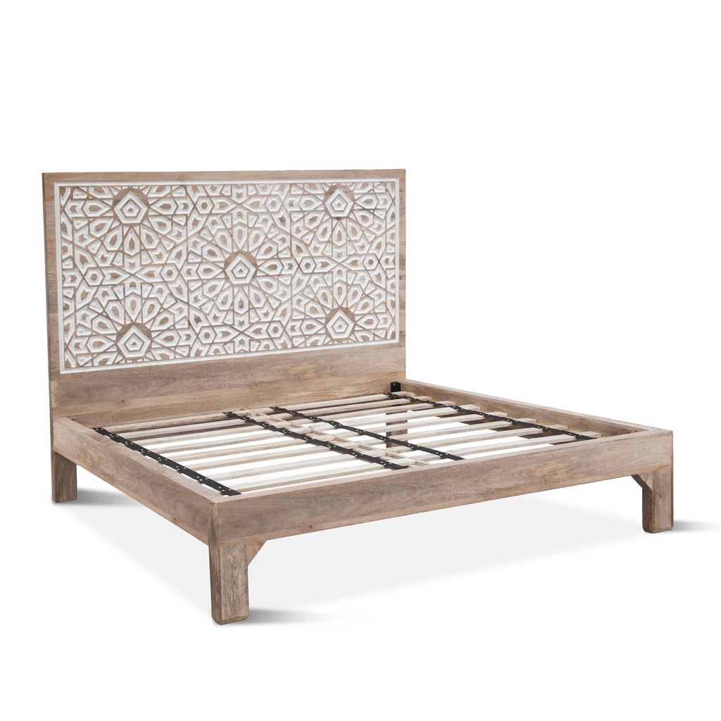 [FTG-PBKNW] Tangiers King Bed in Carved Natural White